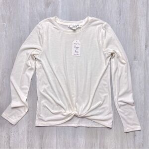 Women's S NWT White Twist Knot Long Sleeve Top New